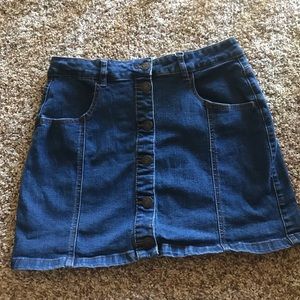 Button up denim skirt